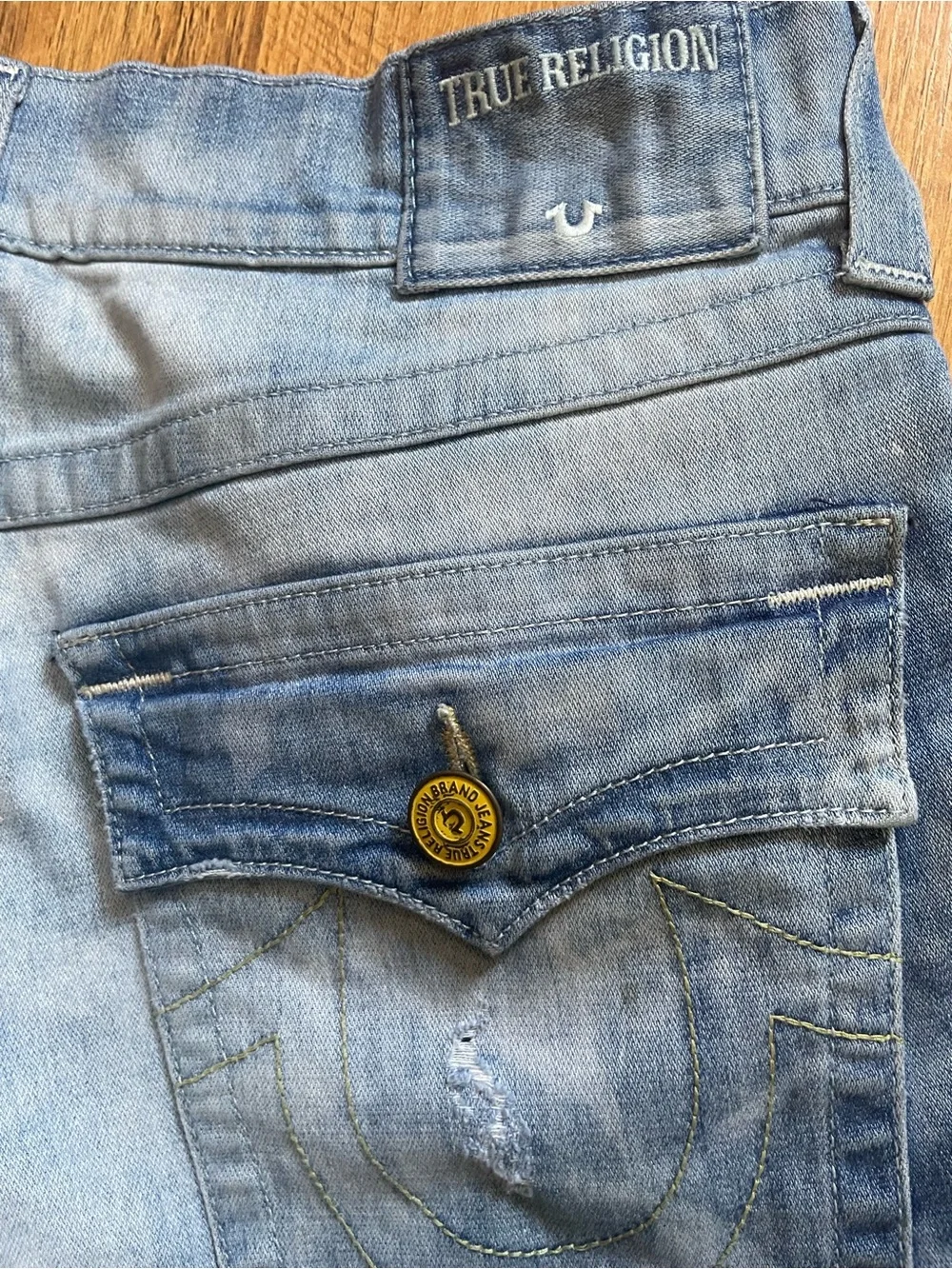 True Religion Light Blue Men’s Slim Jeans with Signature Pocket